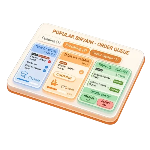 Tablekard Kitchen Active Order Tickets Queue