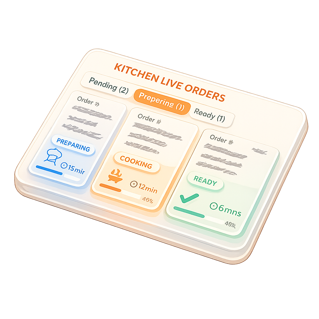 Tablekard Kitchen Active Order Tickets Queue